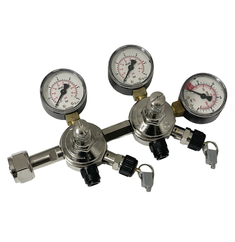 Oxyturbo MajorPlus - CO2 regulator med 2 utganger og 5/16" John Guest hurtigkobling