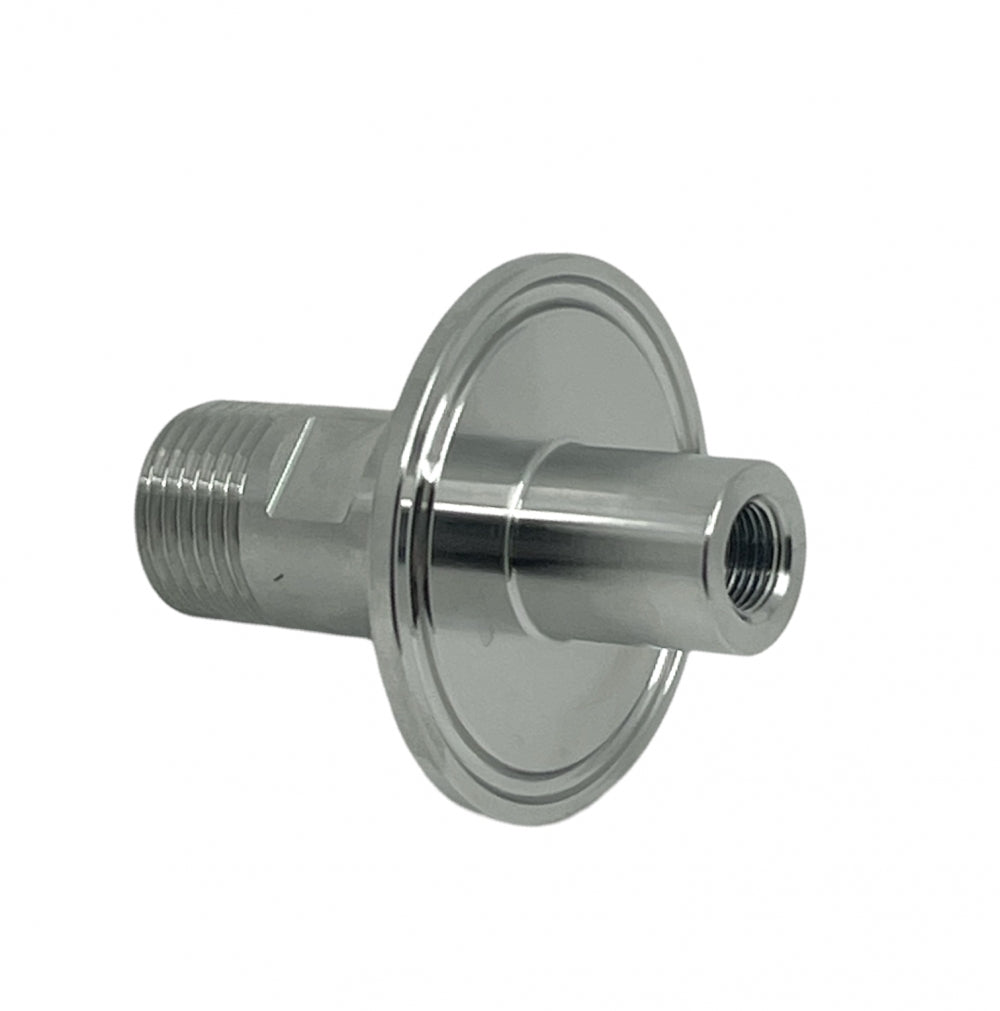 1,5" Tri-Clamp overgang fra 1/2" NPT til 1/8" FPT