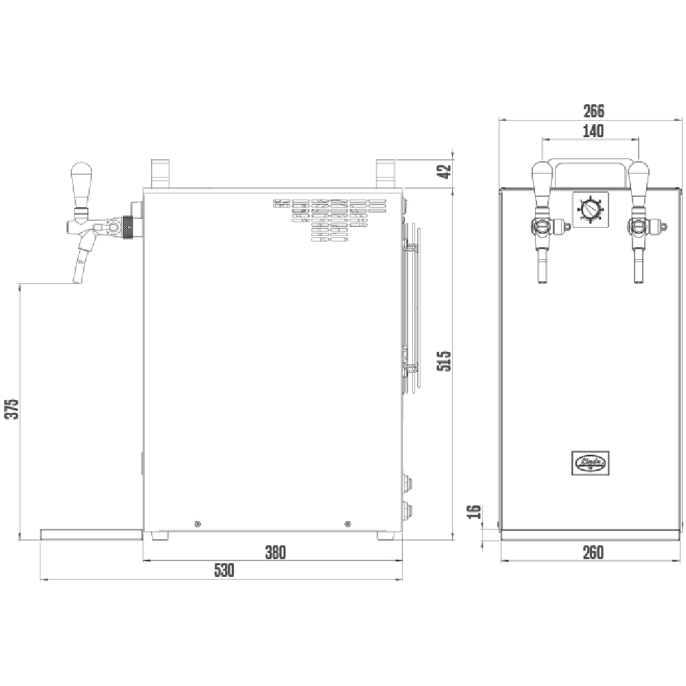 Lindr KONTAKT 155/K New Green Line Ølkjøler med tappetårn