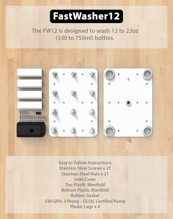 FastWasher 12 - Flaskevasker (0,5L - 0,75L)