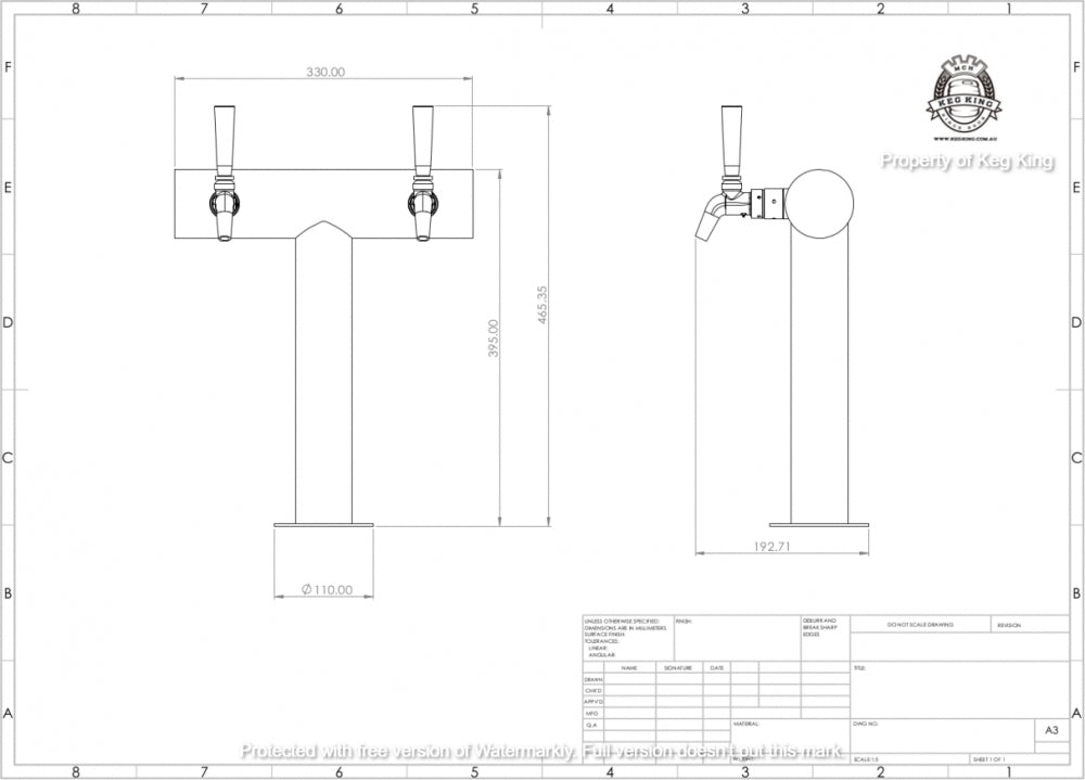 UltraT FasTap Tappetårn sett med 2 kraner - Keg King
