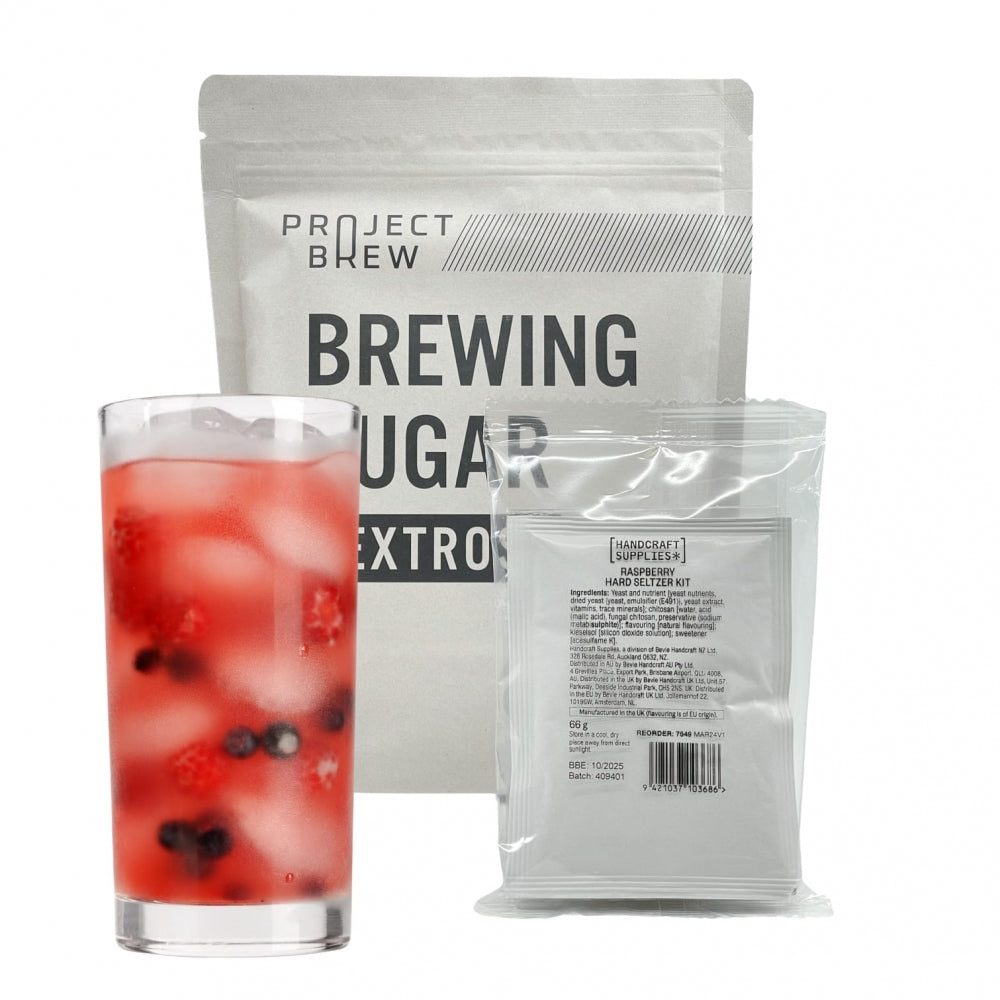 Handcraft Supplies Raspberry Hard Seltzer Kit - Komplett med 2kg sukker