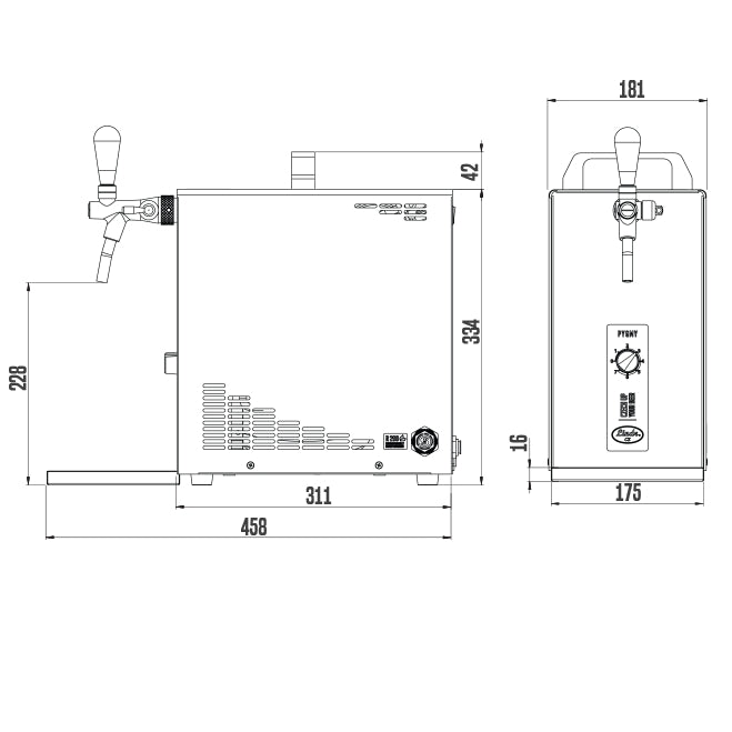 Lindr PYGMY 25/K NEW Green Line tappetårn med kjøling