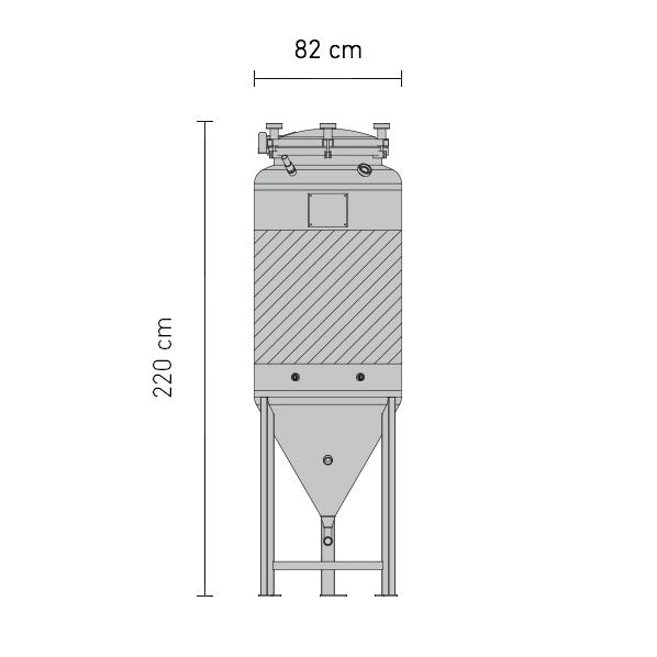 Speidel FD-2.5B-ZKG 625L konisk trykktank rustfritt stål 2.5 bar - komplett (Bestillingsvare)