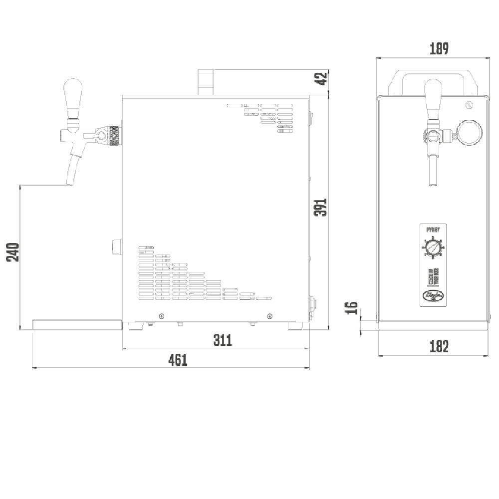 Lindr PYGMY 35/K Profi NEW Ølkjøler med tappetårn