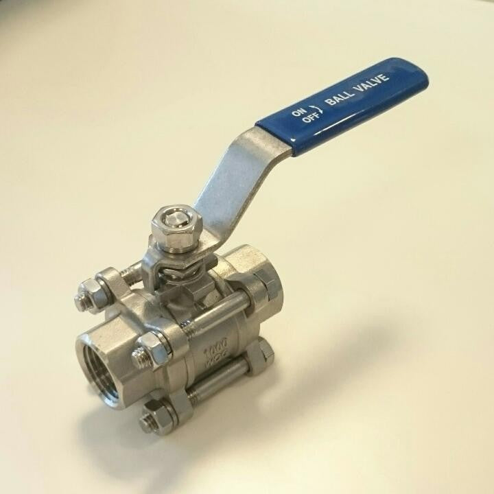 Kuleventil 1/2" 3 deler, 304 rustfritt stål