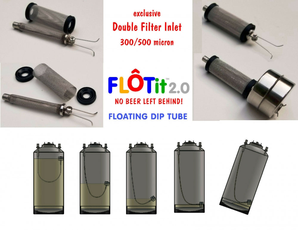 FLOTit 2.0 med Max Headroom Gas Dip Tube - Floating Dip Tube - Homebrewer LAB
