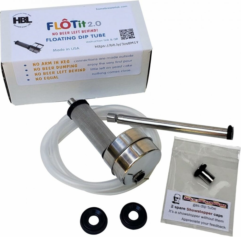 FLOTit 2.0 med Max Headroom Gas Dip Tube - Floating Dip Tube - Homebrewer LAB