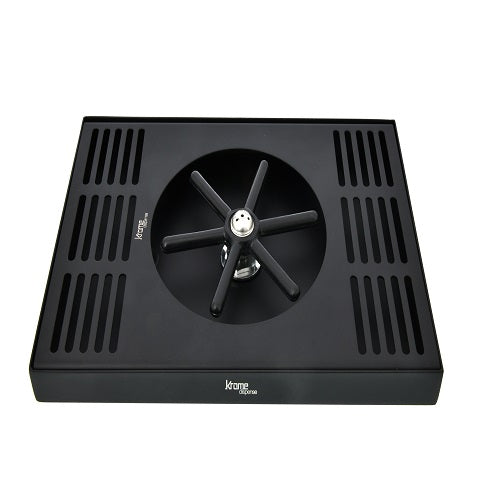 Matte Black Drip Tray 25cm x 18cm med rinser / spyler - Krome Dispense