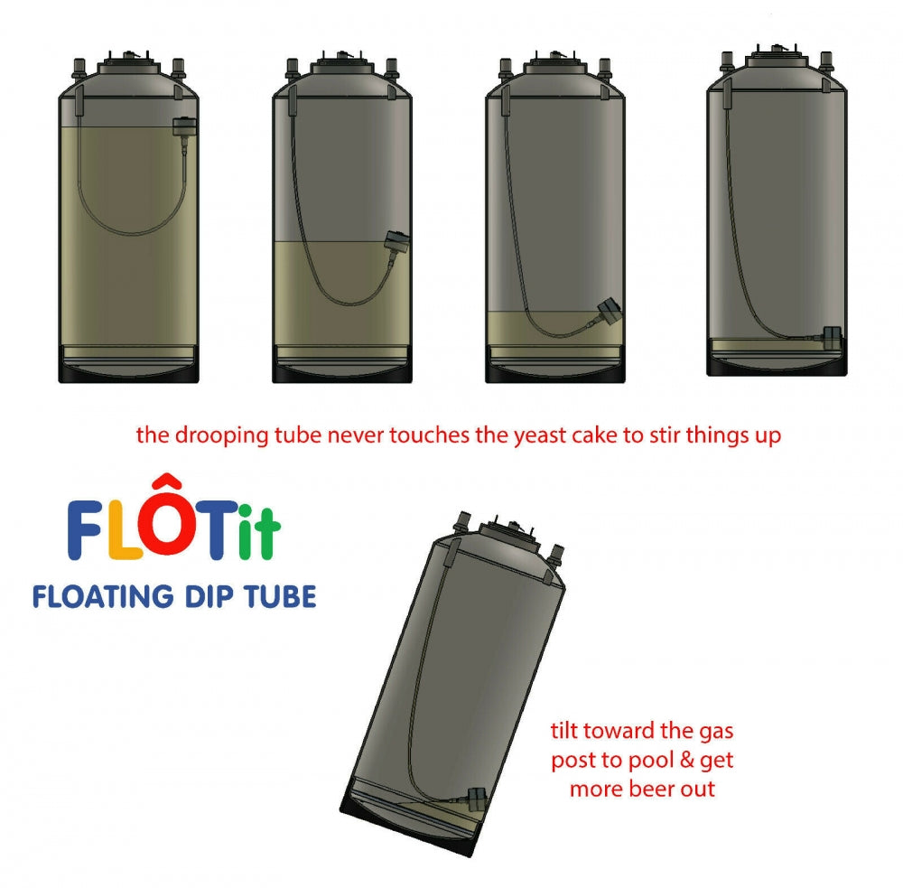 FLOTit 2.0 med Max Headroom Gas Dip Tube - Floating Dip Tube - Homebrewer LAB