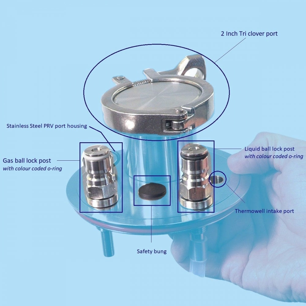 Universal Apollo Stainless Steel Pressure Lid - 2" Tri-Clamp - Keg King