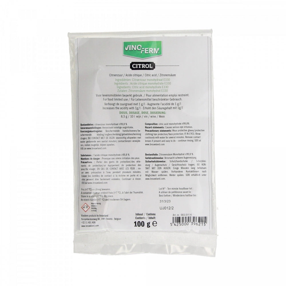 Vinoferm Citrol - Sitronsyre - 100g