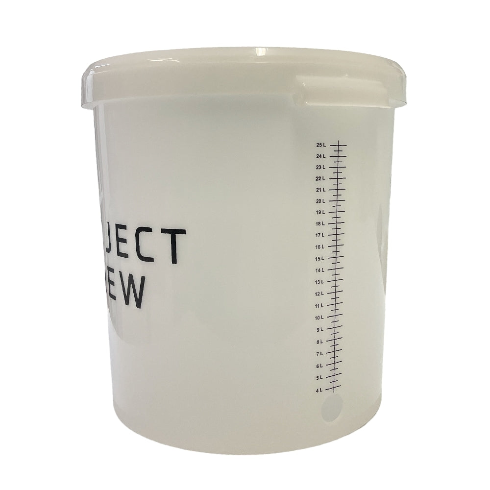 Gjæringsbøtte 33L med hull og lokk, uten kran