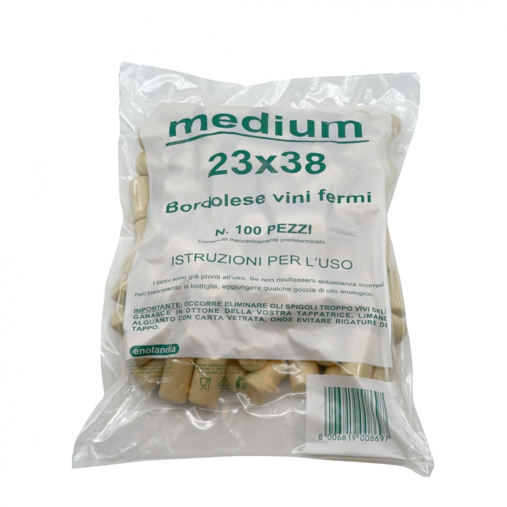Medium 23 x 38mm syntetiske vinkorker 100stk