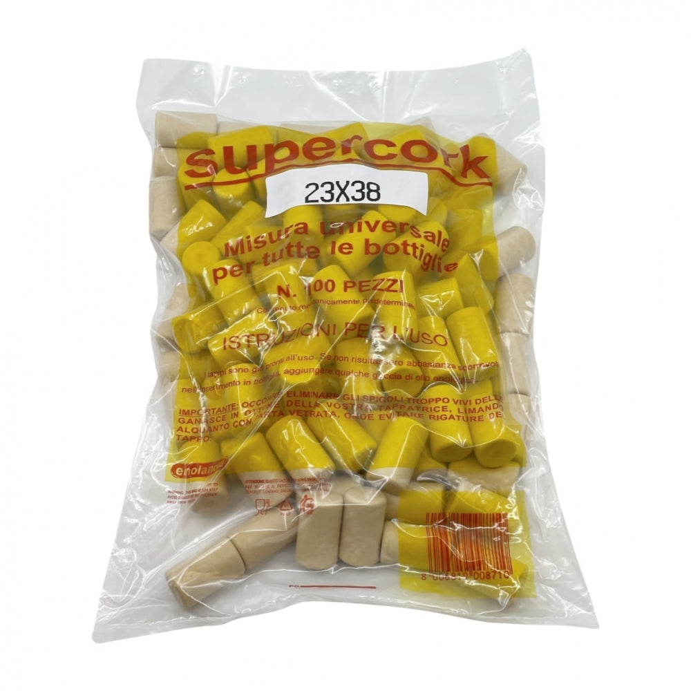 Supercork 23 x 38mm syntetiske vinkorker 100stk