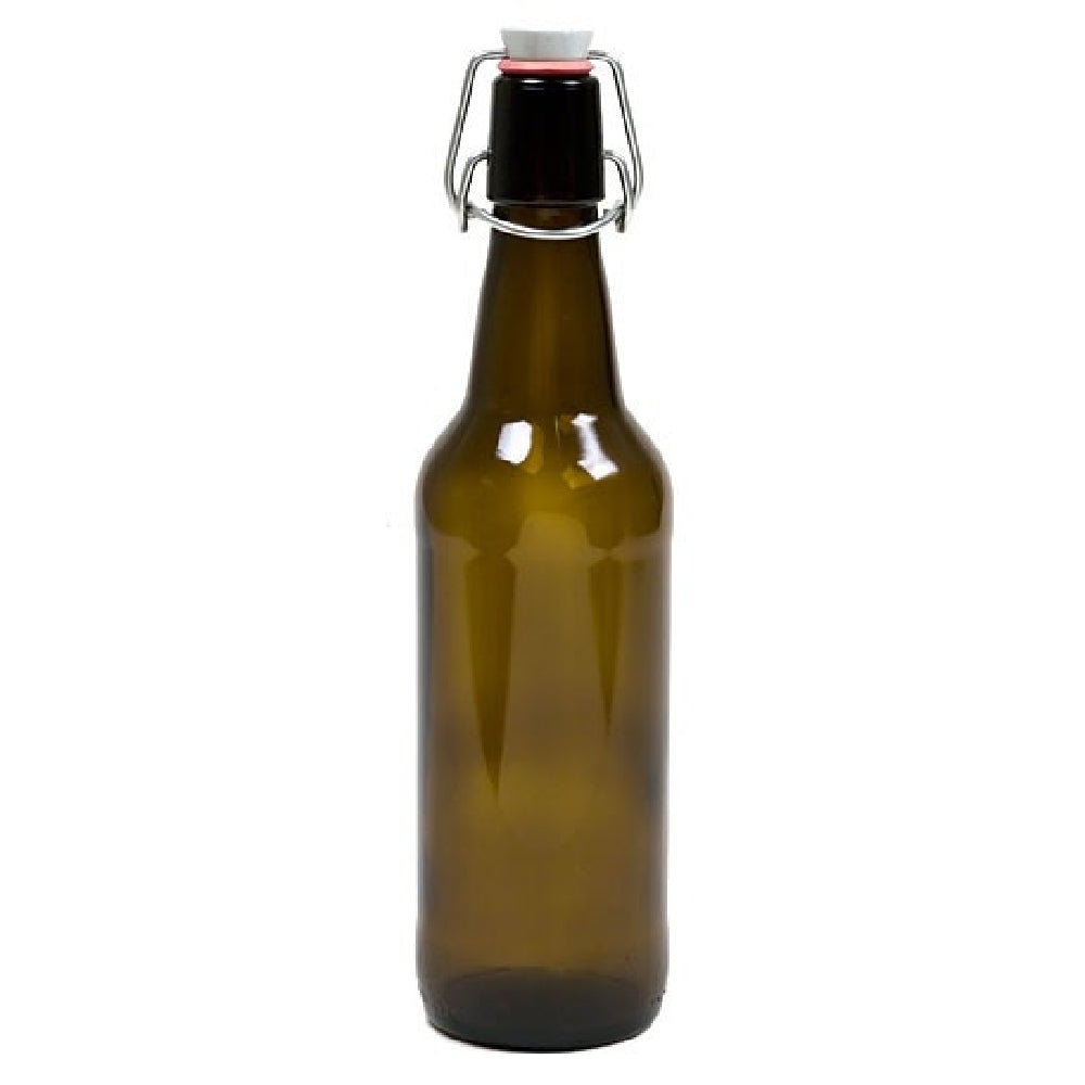 Eske med 0,5 liter ølflasker med patentkork, 15 stk