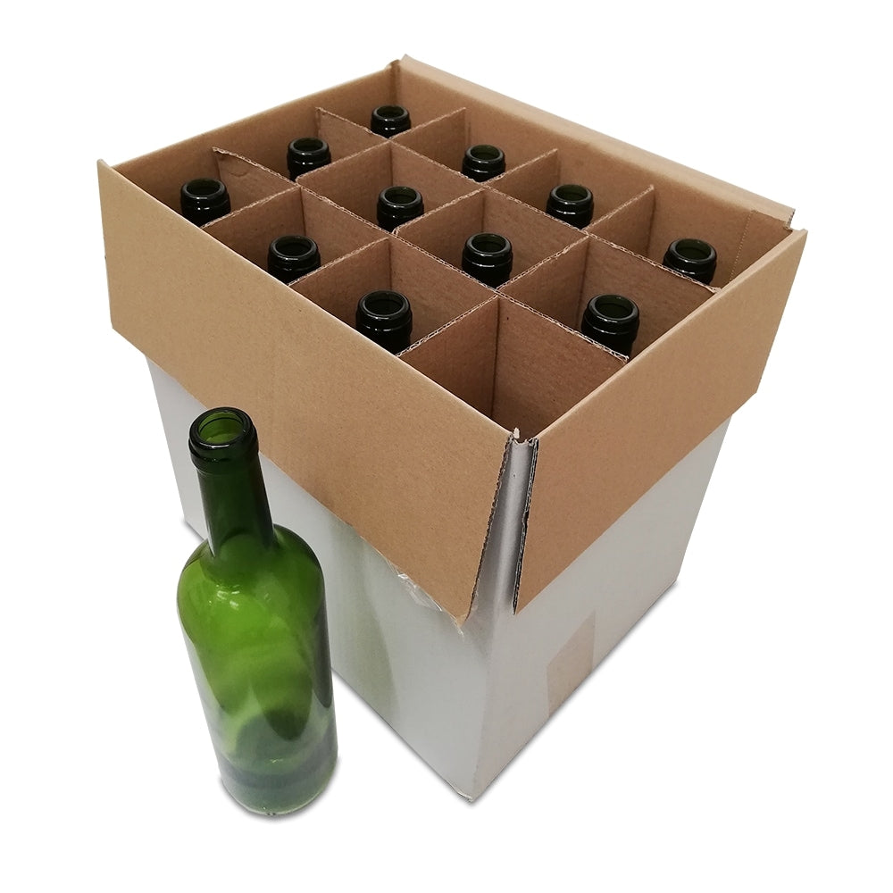 Grønne vinflasker 75cl - Eske med 12stk