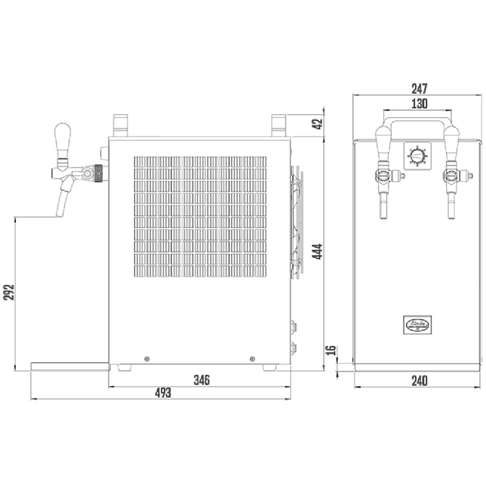 Lindr KONTAKT 70/K New Green Line Ølkjøler med tappetårn