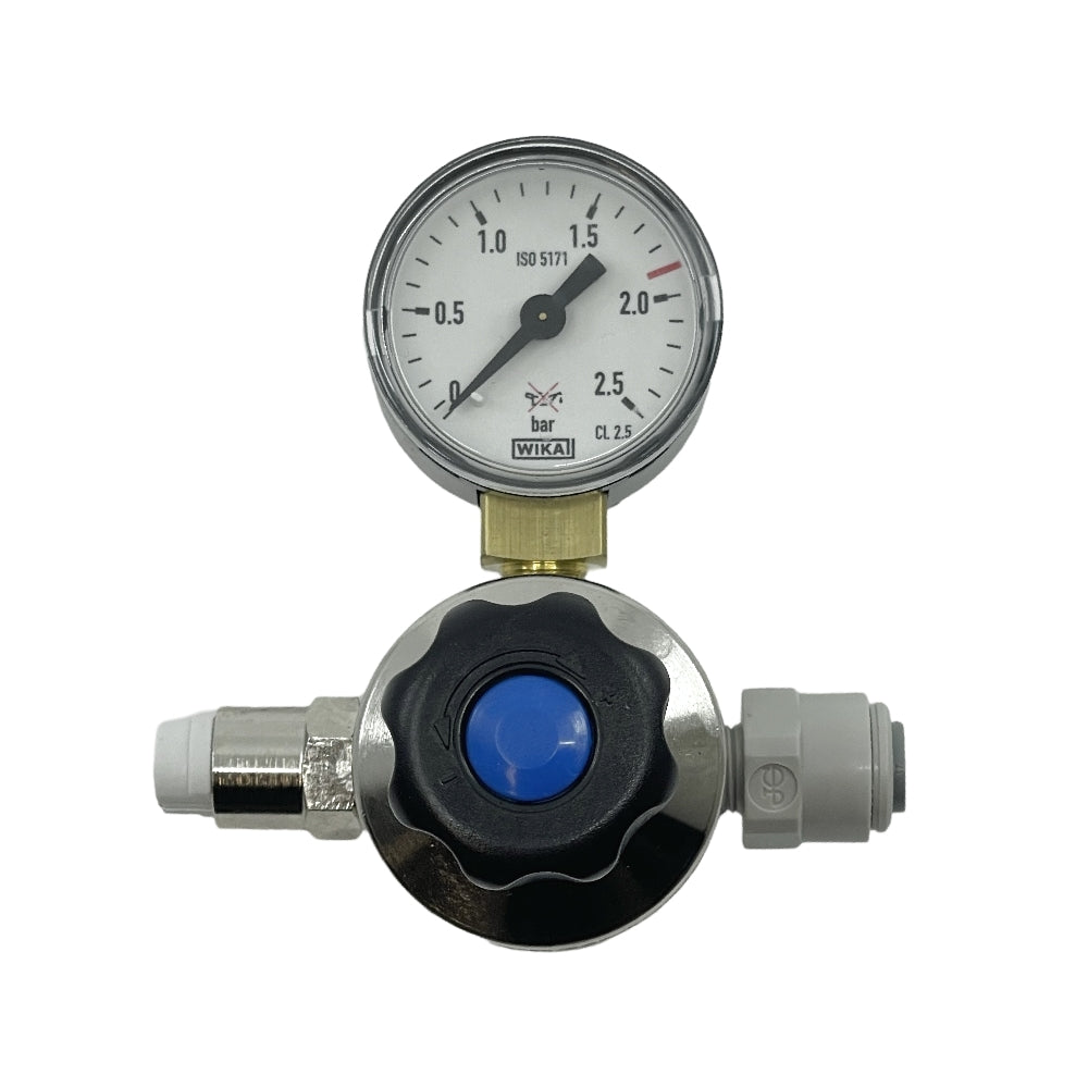 Oxyturbo Minor O2 - oksygen regulator med manometer og 1/4" John Guest tilkobling