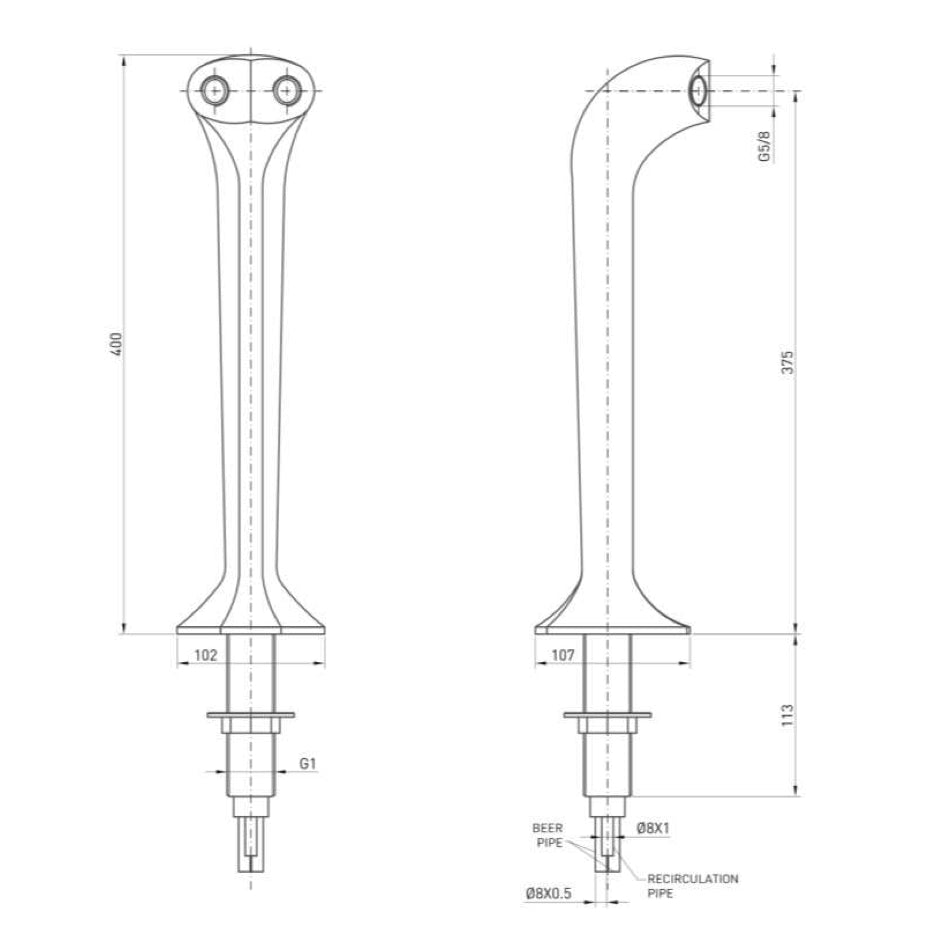 Cobra tappetårn for 2 kraner, med kjølesløyfe - Lindr
