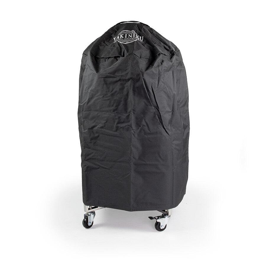YAKINIKU Grilltrekk til XLARGE Kamado er et svart deksel med YAKINIKU-logo på toppen, som gir grillbeskyttelse for XLARGE Kamado-griller på hjul.