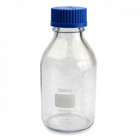 Flaske 1000ml av 3.3 borosilikatglass, med blå kork