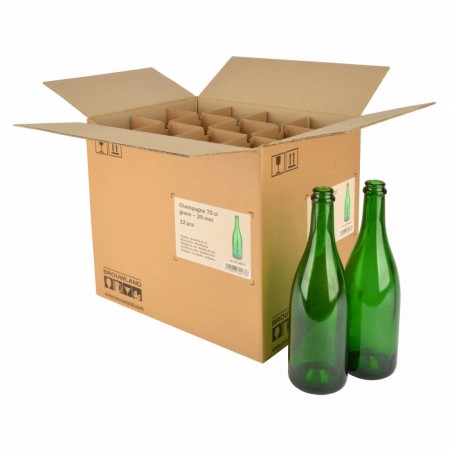 Grønne champagneflasker 75cl - Eske med 12stk