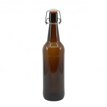 Eske med 0,75 liter ølflasker med patentkork, 12 stk