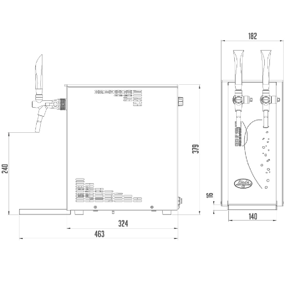 Lindr PYGMY 25/K Exclusive NEW 2X Tap Green Line - Tappetårn med kjøling