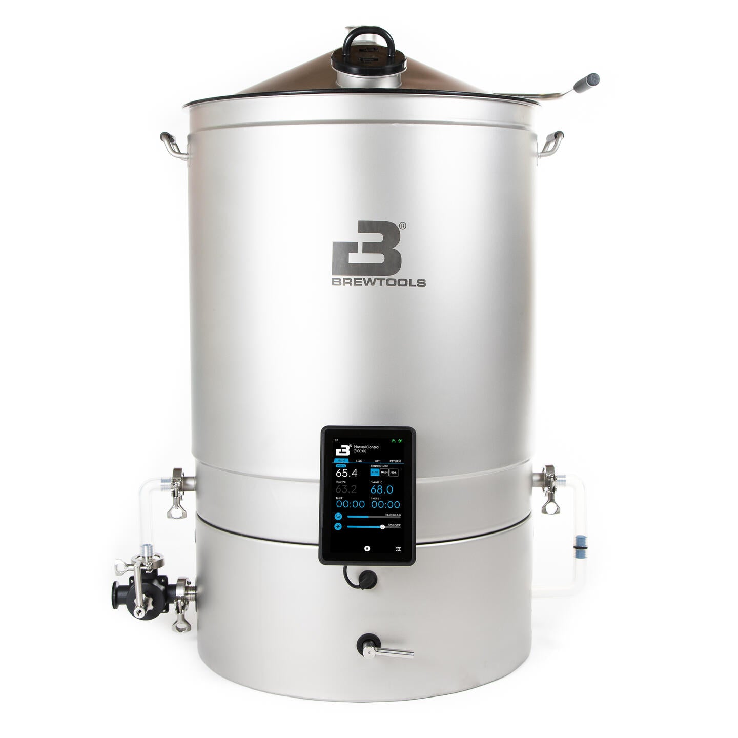 Brewtools B180 bryggesystem 2x230 V 6,6 kW | Bryggemaskin har et design i rustfritt stål, digitalt kontrollpanel, ventiler og slangefester for avansert hjemmebrygging.