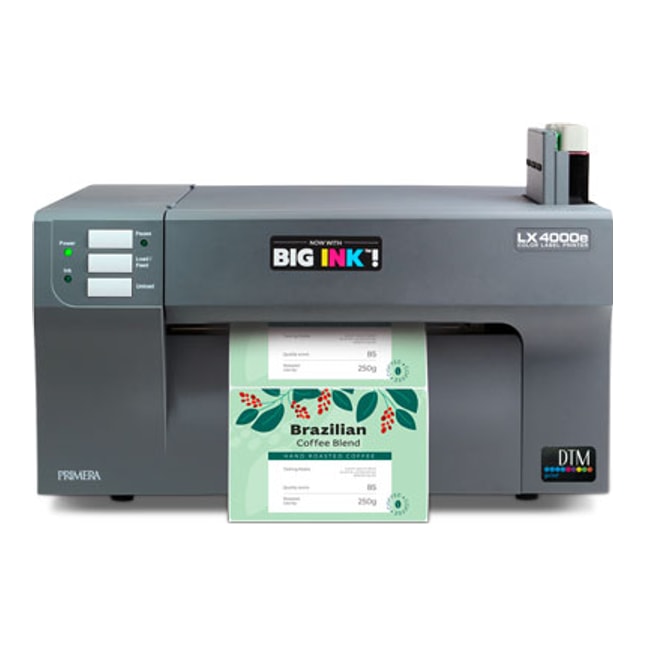 Primera LX4000e label printer with Big Ink printing coffee labels