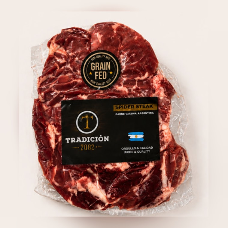 Spider Steak Angus Argentina – vacuum-packed spider steak with Grain Fed label